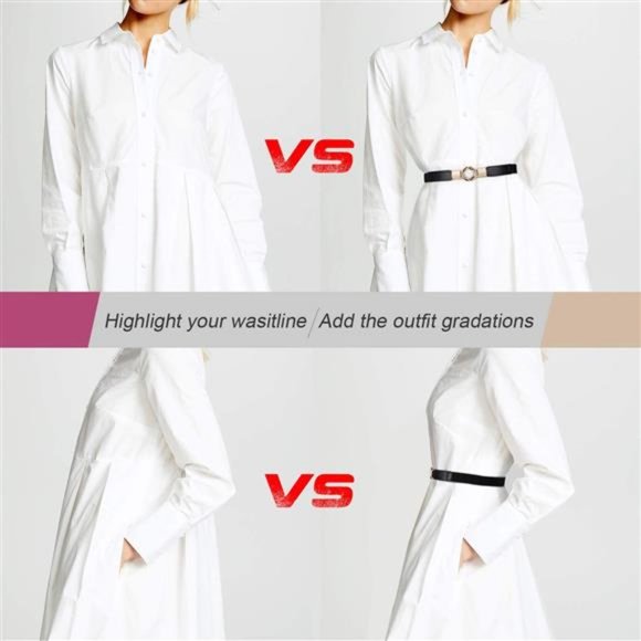 Women Skinny Belt for Dresses Retro Stretch Ladies Waist Belt Plus Size Set of 4 main image 6